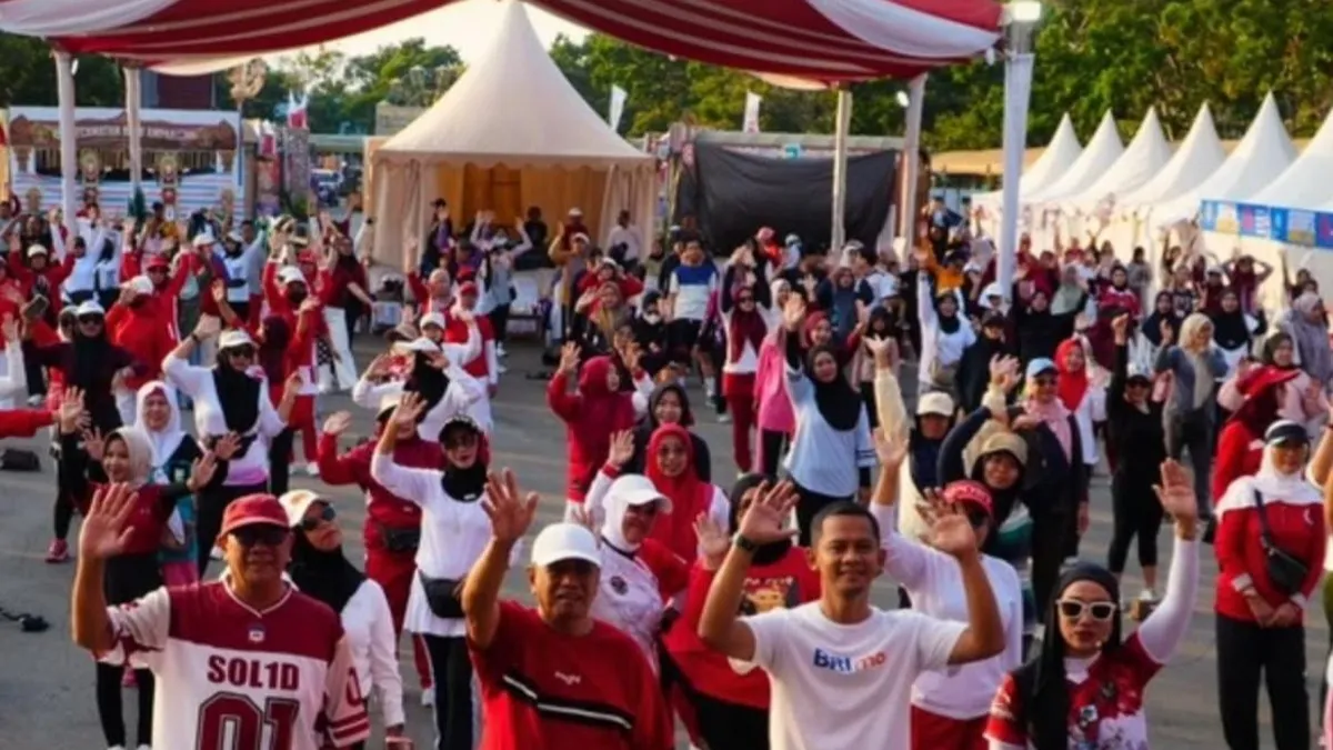 Ribuan Peserta Ramaikan Senam Sehat Pemkab Tanah Laut Peringati Hari Koperasi dan UMKM
