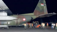 Hercules TNI AU Bawa Bantuan Presiden untuk Penanganan Karhutla di Kalimantan Selatan