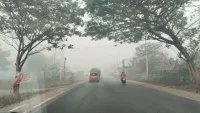 Kabut Asap Jalan Trikora Banjarbaru, Pengguna Jalan Keluhkan Pernapasan Sesak