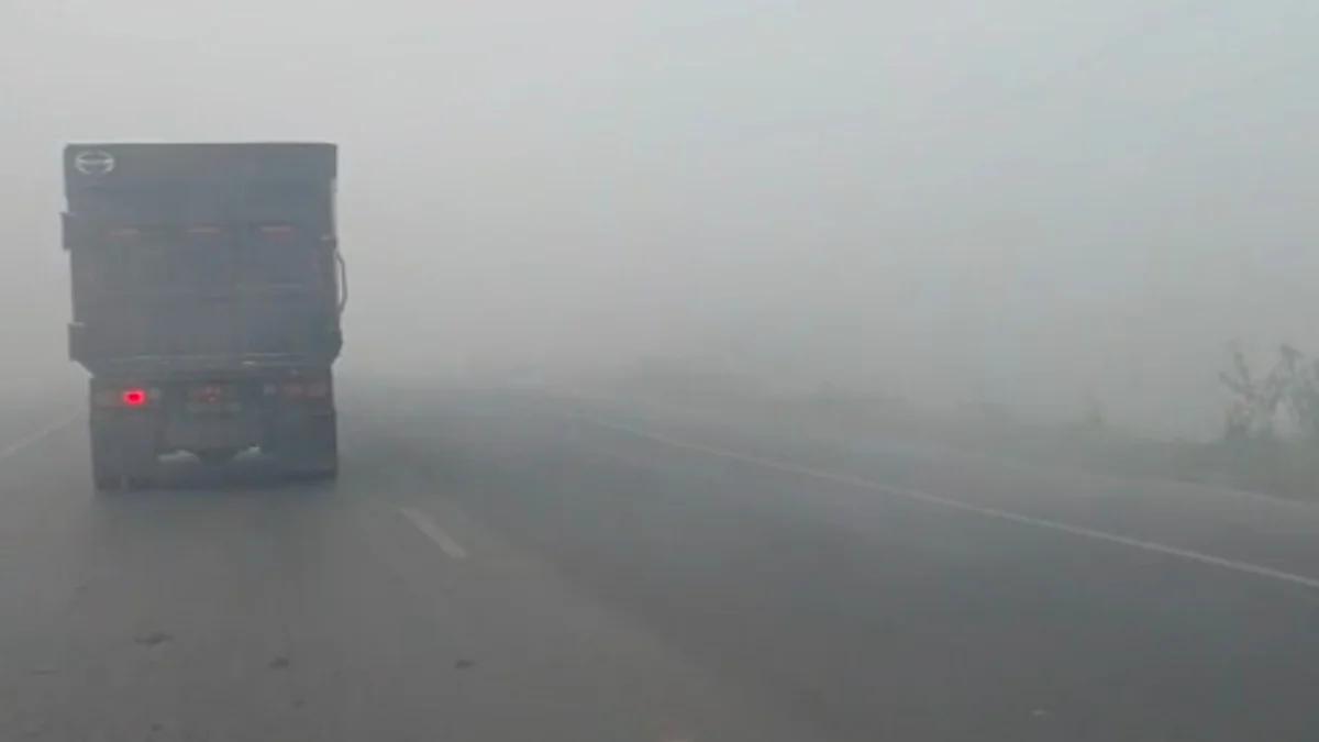 Kabut Asap Tebal Selimuti Pengayuan Banjarbaru, Kendaraan Nyalakan Lampu Jauh dan Sein