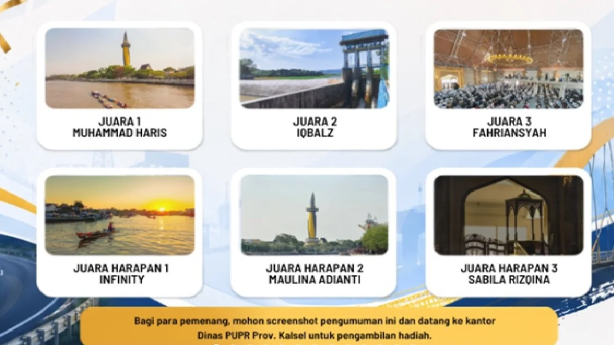 Panitia Umumkan Pemenang Lomba Foto Infrastruktur Banua Dinas PUPR Kalsel