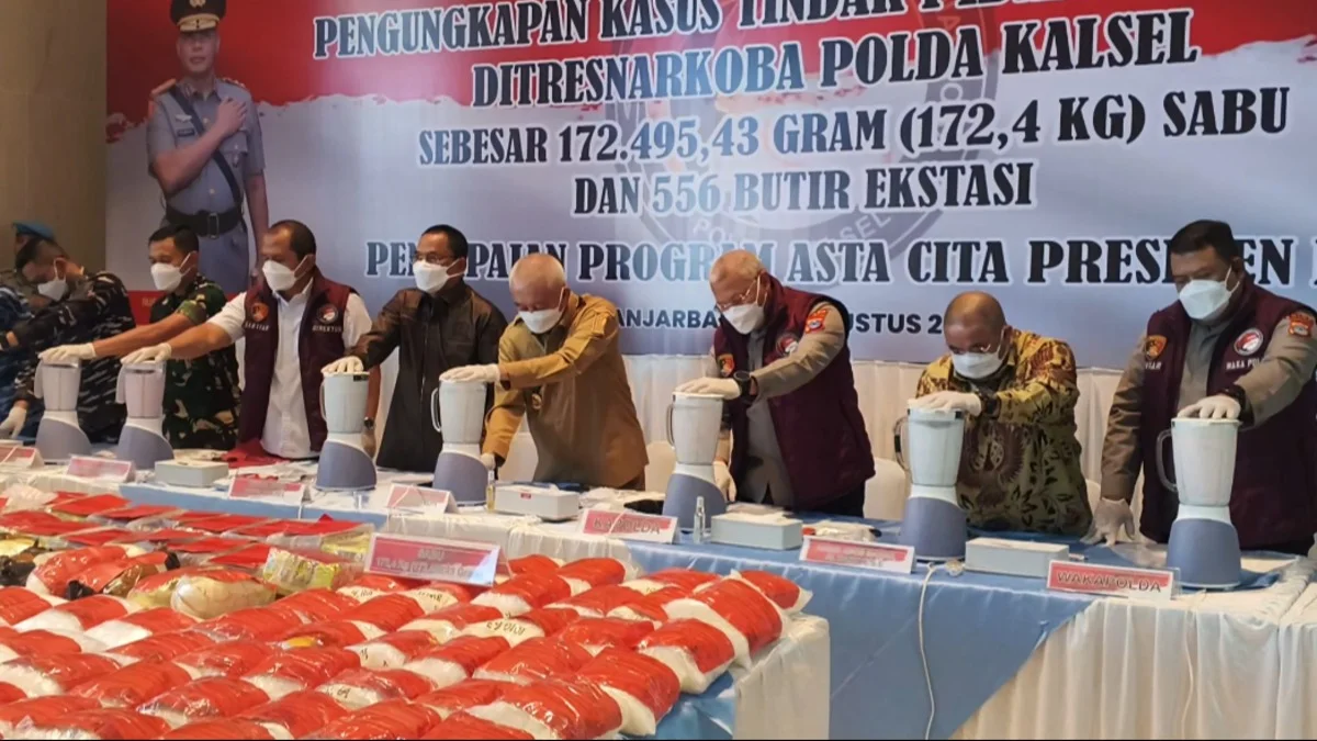 Polda Kalsel Musnahkan 172,4 Kilogram Sabu dan 556 Butir Ekstasi, Nilainya Capai Rp311 Miliar