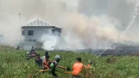Warga Desa Pesayangan Martapura Panik, Karhutla Kepung Permukiman
