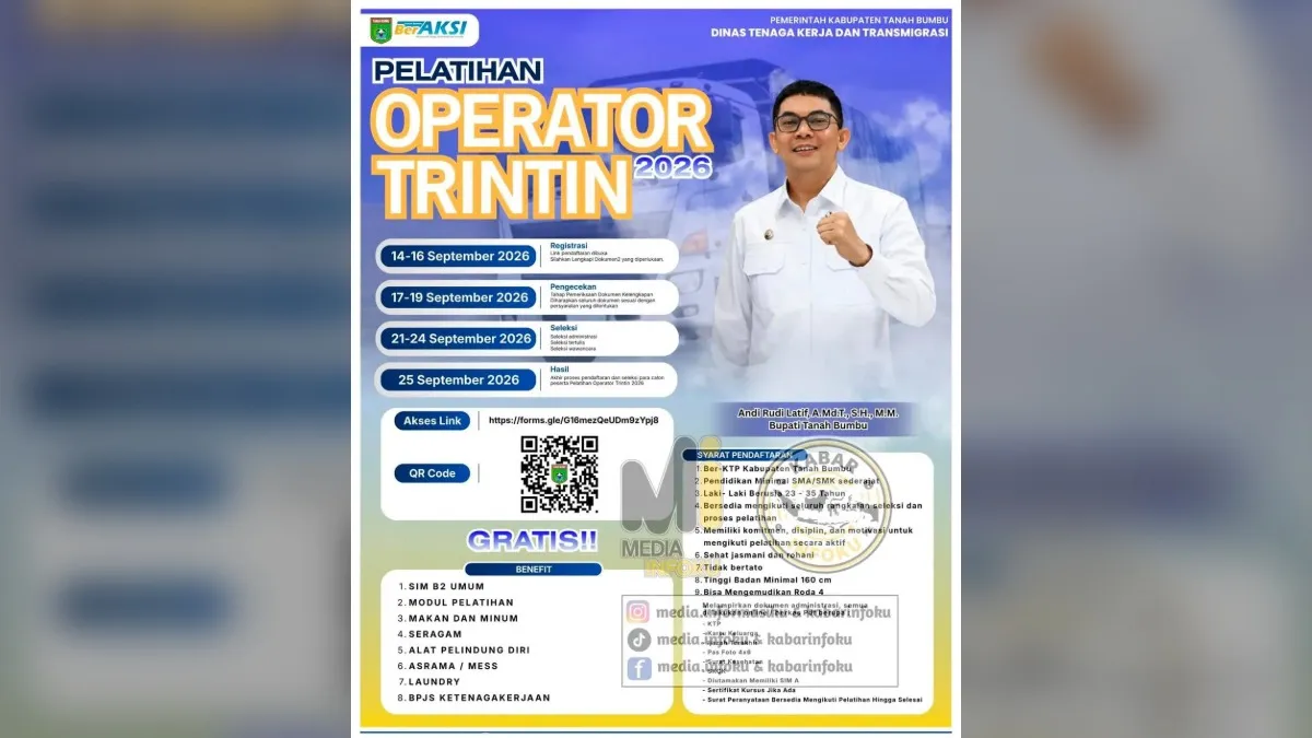 Bupati Tanah Bumbu Andi Rudi Latif Buka Pelatihan Operator Trintin Gratis