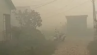 Karhutla di Jalan A Yani km 9 Tatah Kalaka Kabupaten Banjar, Api Dekati Pemukiman
