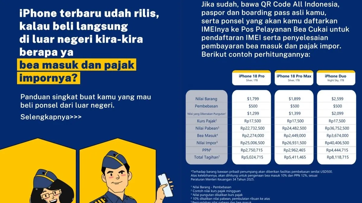 Begini Hitungan Tarif Cukai dan Pajak Beli iPhone 18 Pro dari Luar Negeri