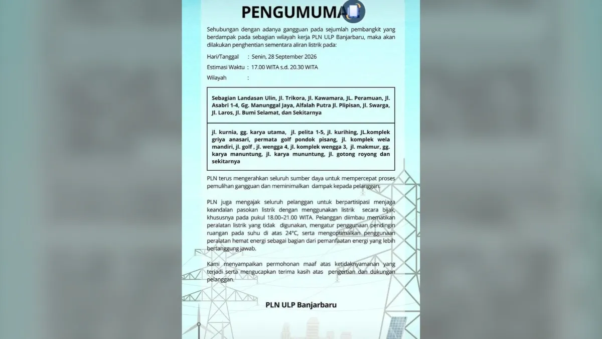 Kalsel Masih Hadapi Defisit Listrik Berdampak Pemadaman, PLN Tambah 278 MW untuk Perkuat Sistem