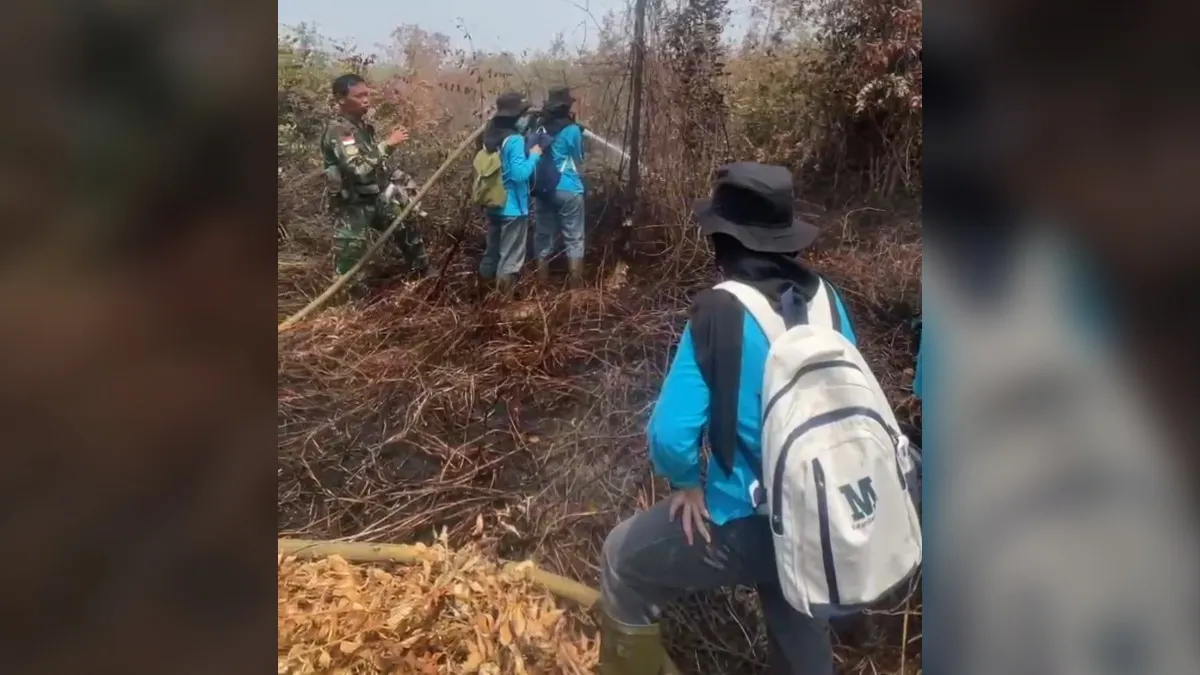Mahasiswa Kehutanan Belajar Langsung Melawan Bara di Lahan Gambut Kabupaten Banjar