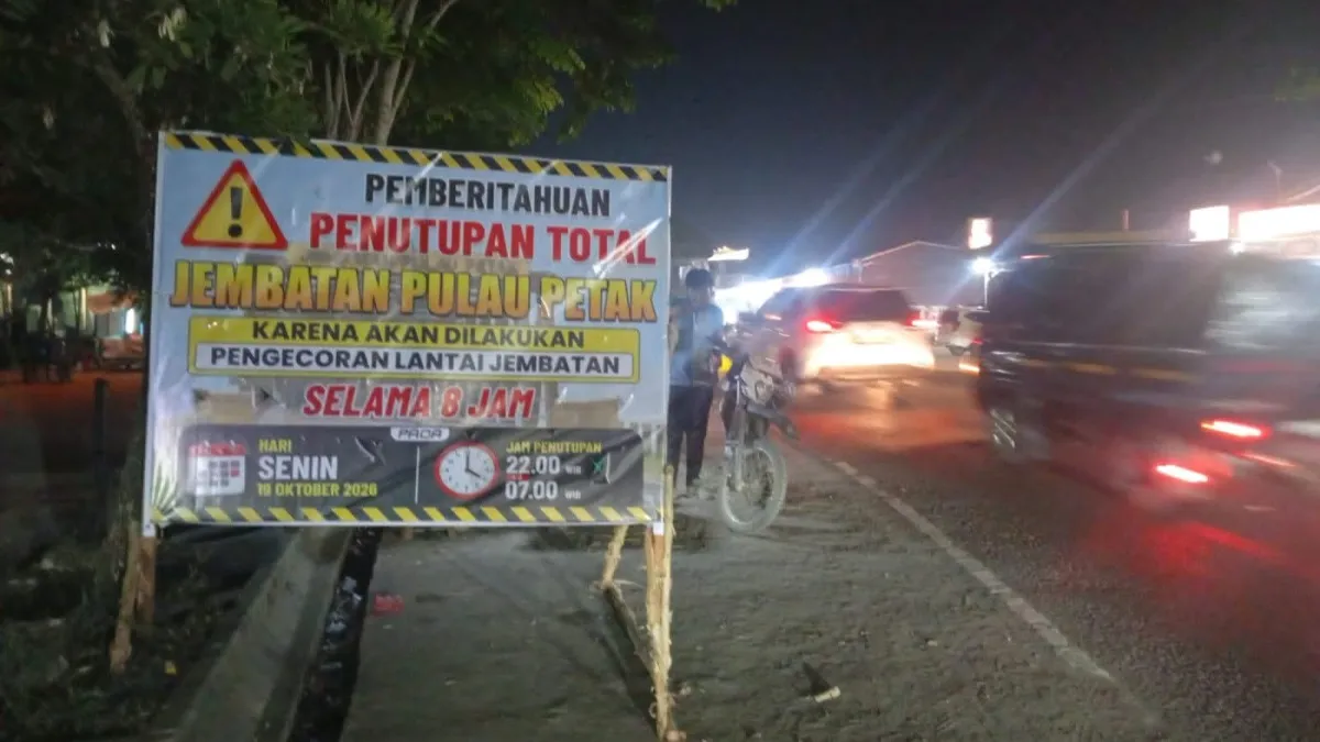 Jembatan Pulau Petak Kapuas Kalteng Ditutup Total Mulai Minggu Malam hingga Senin Pagi