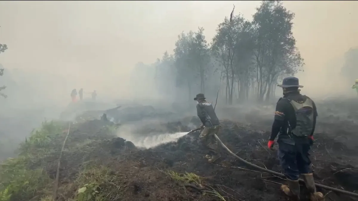 Enam Hektare Lahan di Landasan Ulin Utara Banjarbaru Terbakar