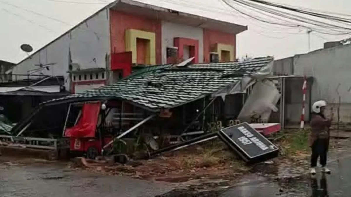 Hujan Deras dan Angin Kencang Terjang Banjarbaru, Pohon serta Warung Bakso Jalan Karang Anyar Roboh