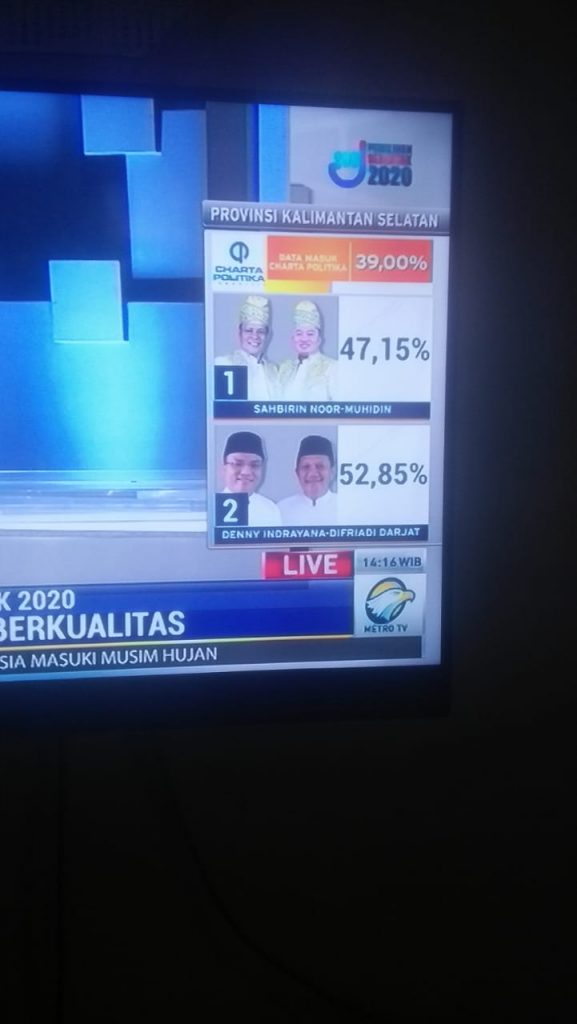 Tangkapan layar quick count yang ditayangkan di Metro TV.