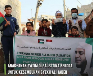 Anak-anak Palestina berdoa untuk kesembuhan Syekh Ali Jaber. (IGTV via lambeturah_office)