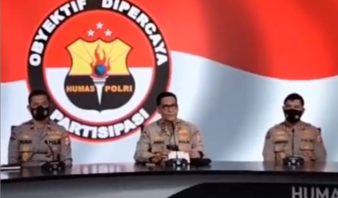 Kadiv Humas Polri, Irjen Pol Raden Prabowo Argo Yuwono SIK MSi dalam konferensi persnya pada Selasa 26 Januari 2021. (divisi humas polri)