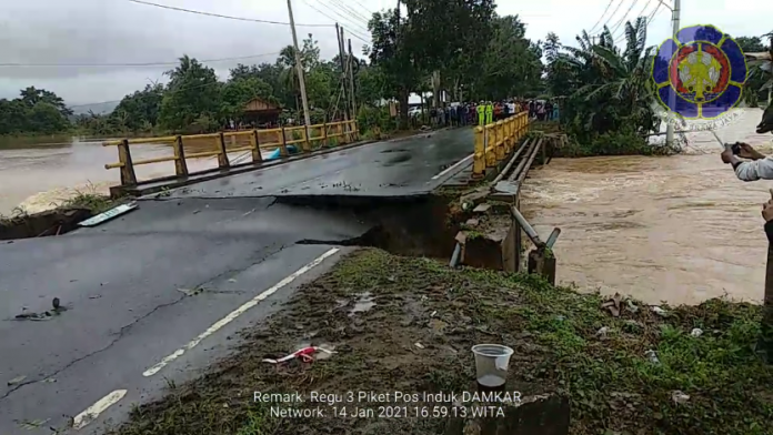 Jembatan Pabahanan Pelaihari, putus, Kamis (14/1/2021)