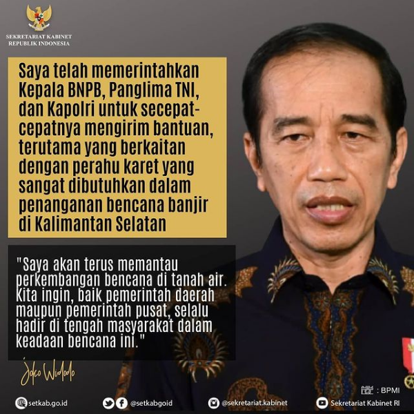 Presiden Joko Widodo dijadwalkan Tinjau Banjir Kalsel Besok