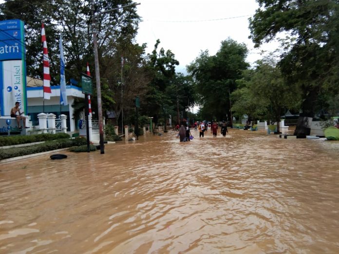 Banjir di Hulu Sungai Tengah, Sabtu (16/1/2021).