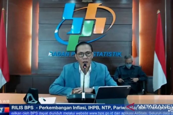 Tangkapan layar Kepala BPS Suhariyanto ketika mengumumkan perkembangan inflasi Januari 2021 secara virtual di Jakarta, Senin (1/02/2021). (ANTARA/Dewa Wiguna)