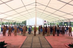 Relawan dan Karang Taruna siap mendukung gerakan sejuta masker tahap II di Tabalong. (istimewa via antara)