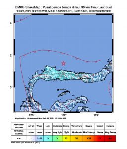 Gempa di Buol, Sulawesi. (BMKG)