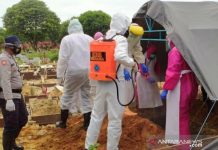 Tim Kimia Biologi Radioaktif Brimob Polda Kalsel Turun ke Pemakaman Jenazah Covid-19