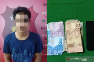 Penjual togel online HST berikut barang bukti yang disita polisi. (antara)