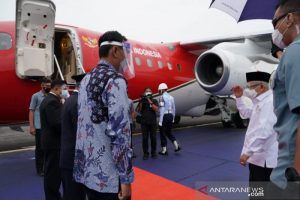 Wakil Presiden Ma’ruf Amin berangkat ke Kalimantan Tengah untuk kunjungan kerja sehari dari Pangkalan Udara TNI AU Halim Perdanakusuma Jakarta, Selasa (30/3/2021). (Asdep KIP Setwapres)