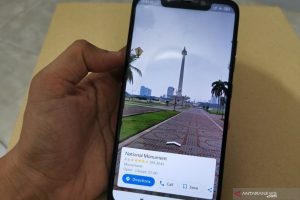 Monumen Nasional atau Monas dilihat dari fitur Street View di aplikasi Google Maps. (ANTARA/Natisha Andarningtyas)