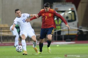 Penyerang Spanyol Alvaro Morata pertandingan yang dilakoni beberpa waktu lalu. (Photo by CRISTINA QUICLER / AFP) (AFP/CRISTINA QUICLER)