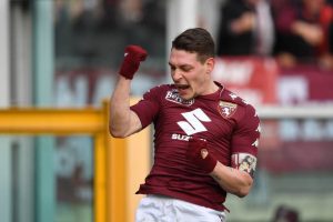 Andrea Belotti dari Torino FC merayakan gol dalam pertandingan Serie A antara Torino FC melawan Udinese Calcio di Stadio Olimpico di Torino pada 11 Februari 2018 di Turin, Italia. (Foto oleh Valerio Pennicino / Getty Images)