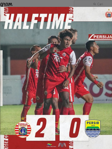 Babak Pertama, Persija Unggul 2-0 dari Persib