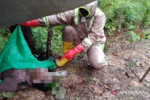 Jasad Abdullah saat ditemukan meninggal di pinggir jalan di kawasan Balangan. (antara)