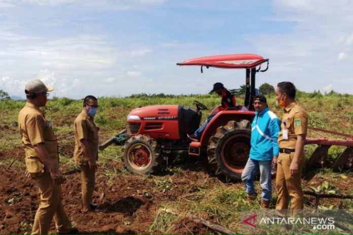 Aparat Pemerintah Kabupaten Tanahbumbu turun ke lapangan mendata dampak banjir Satui terhadap pertanian. (antara)