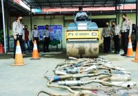 Lebih Seratus Knalpot Brong Digilas Mobil Stum di Mapolres Banjarmasin