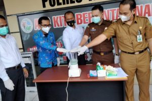 Pemusnahan barang bukti sabu oleh Polres Tabalong bersama Kejari dan instansi terkait lainnya. (antara)