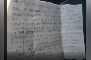 Surat pelaku pembunuhan di Veteran untuk anak-anaknya. (IG)