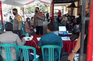 Pelaksanaan vaksinasi Covid-19 di Polsek Banjarmasin Selatan, Senin 14 Juni 2021. (Polsek Banjarmasin Selatan)