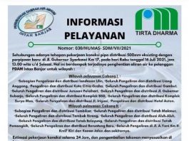 Duuuhhh, Besok Air Leding di Wilayah Ini Mati Total Sekitar 24 Jam