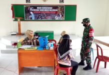 Warga Antusias Ikuti Vaksinasi Covid-19 di Makoramil Kusan Hilir Tanah Bumbu