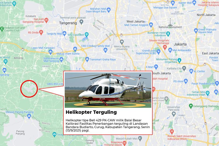 Helikopter Terguling di Bandara Budiarto, Tangerang, Banten, Pihak Berwenang Lakukan Investigasi