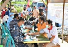 Sasar Warga Kota dan Pesisir, Lanal Banjarmasin Berikan Vaksinasi di Guntung Manggis Banjarbaru
