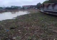 Sampah Tutup Sungai Martapura Bawah Jembatan Antasari, Kelotok Pun Tak Bisa Lewat