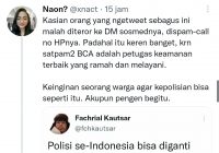 Minta Satpam BCA Gantikan Polisi Hingga Trending, Akun Ini Diserbu Ancaman