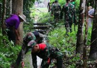Kodim 1003 HSS Terjun ke Sawah Bersihkan Irigasi Bersama Petani
