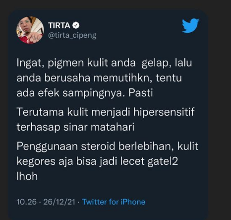 Jangan Sembarangan Pakai Krim Pemutih, dr Tirta Ungkap Efek Sampingnya