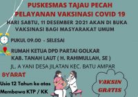 Vaksin Gratis di Desa Jilatan Batu Ampar Tanah Laut, Sabtu 11 Desember 2021