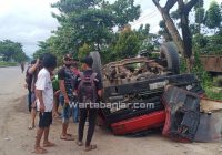 Joint Roda Lepas, Sebuah Truk Tronton Terbalik di Jalan Gubernur Subarjo Banjarmasin, Begini Sekarang Kondisinya
