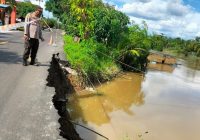 Ruas Jalan A Yani Trans Tanjung -Amuntai Longsor Digerus Deras Air Sungai Pasca Hujan Lebat