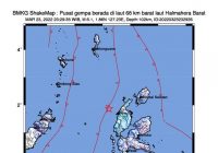 Gempa Bumi Kembali Guncang Maluku Utara Magnitudo 5,1 Pusat Gempa 68 Km Barat Laut Halmahera Barat