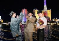 Las Vegas Amerika Bernuansa Ungu! Jungkook Kim Taehyung dan J-Hope Lihat Air Mancur Bellagio Jelang Konser BTS PTD On Stage